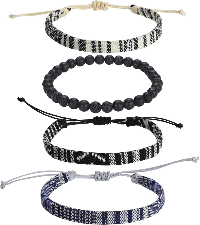 Mannikesi Beach Bracelet Set for Men and Women, Surfer Men Bracelet, Braided Boho Summer Bracelets Adjustable Men's Bracelet Handmade Women Bracelet String Rope Ankle Bracelets Birthday Gift - Image 1